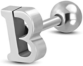 Stainless Steel Alphabet Initial/Letter B Tragus/ Cartilage Barbell Stud Earring
