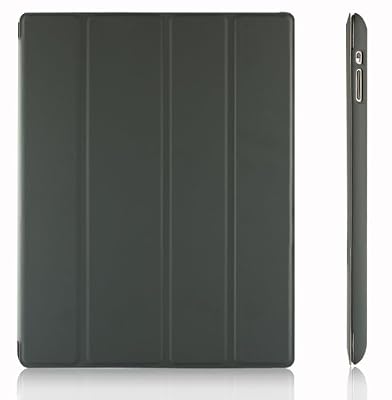 JETech Gold Série Slim-Fit Folio iPad Smart Case Housse Coque étui pochette pour Apple iPad 4 & iPad 3 & iPad 2 avec support et fermeture magnétique avec function veille automatique (Gris foncé)