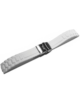 Faltschließe - Uhrenarmband - Silikon - Kautschuk - Design - weiß 18mm