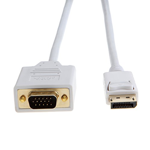 CableCreation 6ft Gold überzogenes Displayport -auf-VGA-Kabel, Standard-DP-auf-VGA-Stecker-Kabel, 6ft weiße Farbe - 4