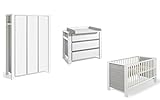 Schardt Kinderzimmer Milano Pinie bestehend aus Kombi-Kinderbett 70x140 cm (inklusive Umbauseiten), Wickelkommode mit Wickelaufsatz und 3-türigem Kleiderschrank