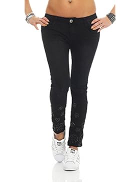 SKUTARI Damen - Jeanshosen Stretch Strass Stick Skinnyjeans