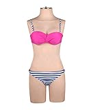 DODOING Damen Sexy Streifen Bademode Bikini Beachwear Set Push-Up Gepolsterte Bikini Badeanzug - 6