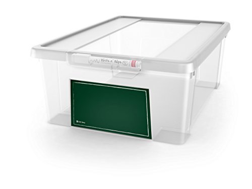Beschriftbare Kunststoffbox aus lebensmittelechtem Kunststoff (PP) inklusive Stift zum Beschreiben. 11 Liter Volumen mit Deckel. Maße: 27,5 x 38,5 x 14 cm - TOPP Neuheit