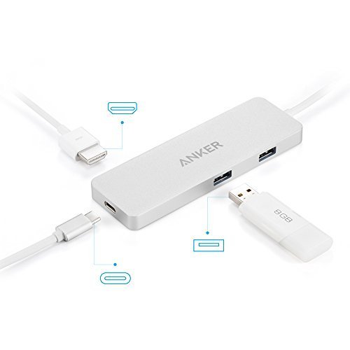 Anker Premium USB C Hub mit 2 USB 3.1 Gen 1. Ports, 1 HDMI Port, Power Delivery Spezifikation, USB-C Type-C Ladenport, Aluminiumlegierung für 2016 Macbook und Chromebook Pixel [Apple Style] (Weiß) - 4
