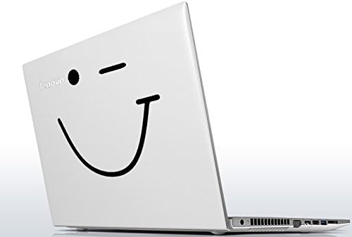 AnOL (30x22 cm) Vinyl Fridge Decal Wink Smiley Face/Cute Happy Smile Toilet Art Decor Sticker/Surfing Board Removable DIY Mural + Free Random Decal Gift