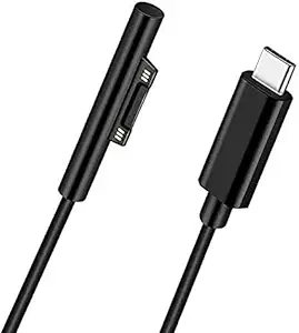 6FT Surface Connect to USB-C Charging Cable 15V,Compatible with Microsoft Surface Pro 7/6/5/4/3 Surface Laptop 2/1 Book2/1 Fast Charging Line Black Cord Compatible with 15V/3A PD Charger