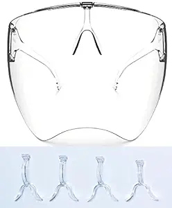 POWER Full Face Cover Polycarbonate Shield | Face Protector | Anti Fog | Daily essential Multipurpose | Compatible with face masks and glasses | For all age group | Unbreakable | With 4 Nose Pin | (1)