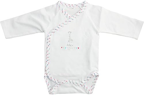 mayo Parasol Mayoparasol – White and Grey Long Sleeve Bodysuit – Sophie The Giraffe – Baby Boy and Girl - White - 0-3 Months