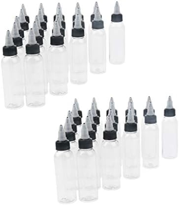 B Baosity 40Pcs Empty Plastic Squeeze Bottles with Twist Cap for Ink Liquid Painting Glue, Painting, 30ml+60ml, Clear