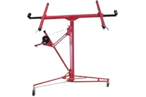 BRICOZONE Sollevatore Pannelli Per Cartongesso Alzalastre Professionale Pieghevole Regolabile In Altezza XXL 140-350 cm Altezza Di Lavoro Alzapannelli Rosso Con Certificato CE Portata Di 68 Kg