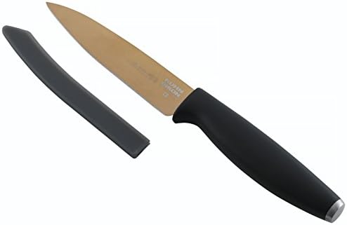 Kuhn Rikon Colori Ice-Hardened Titanium Straight Paring Knife with Safety Sheath, Rose Gold, 10.1 cm / 3.97 inch
