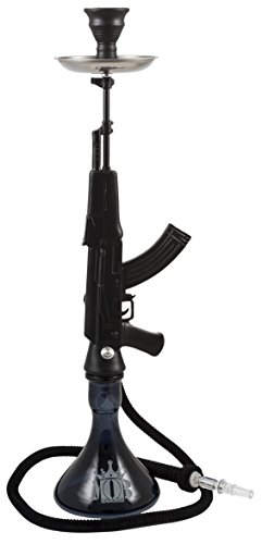 MOB, shisha AK47 de 85 cm en color negro, con forma de rifle, hookah, narguile