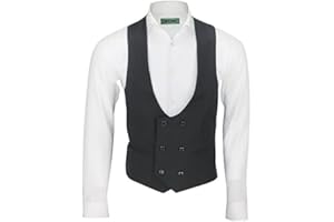 XPOSED of London Mens Double Breasted Low U Cut Formal Suit Waistcoat FittedSmart Casual Vest