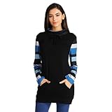 Cuello Alto de la Mujer con Cuello Alto Cosido Bolsillo Superior Camiseta...