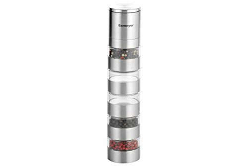 Esmeyer 290-246 Gewürzmühle SPICY mit 5 getrennten Ebenen, Keramikmahlwerk und Kunststoff Dosen, Ø: 50 mm, Höhe: 250 mm, Volumen: 5×0,05 Liter, - 5
