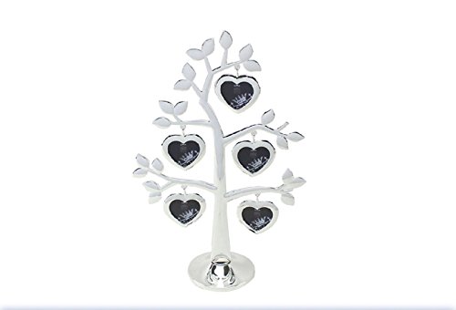 Lesser and Pavey - Little Treats Silver Plated Family Tree with Heart Frames (29.8 cm)