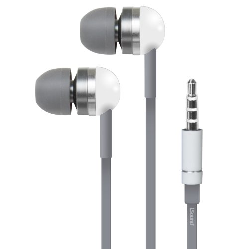 iSoundEM-130 Stereo Earbuds with Microphone - White/Grey