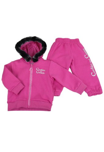Little Girls Baby Infant Full Fleece Tracksuit Hoody Pant Diamante Glitter 18-24