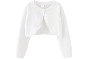 KISLOVE Mädchen Strickjacke Langarm Shrug Baumwolle EIN-Knopf Bolero Kinder Sweatshirt Hochzeit Kommunionkleid Taufekleid Mantel Strickwaren für 1-14 Jahre