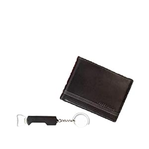 Perry Ellis Men's Leather passcae Super softBi-Fold Wallet & Corkscrew Keychain