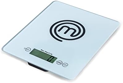 MasterChef Bilancia Cucina Digitale, Pesa Cucina Elettronica per Alimenti, in Grammi e Once (Limite di 5 kg), con Funzione Tare, Vetro temperato, Spegnimento Automatico, Professionale, Argent