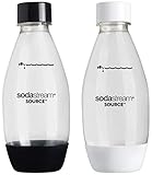 sodastream 3000047 Lot de 2 Bouteilles pour Machine à Soda Pet Blanc/Noir 0,5 L
