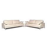 +49(0)221 69206560 FSM Clarus Designer Leder Sofa Garnitur Beige 1x Dreisitzer 1x Zweisitzer #9424
