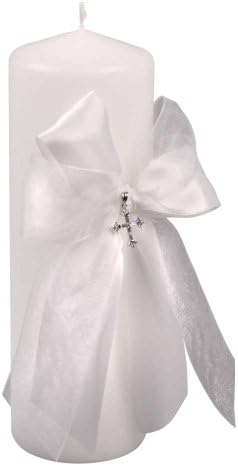 Ivy Lane DesignBeverly Clark Collection Grace, Unity Pillar Candle with Crystal Cross, White