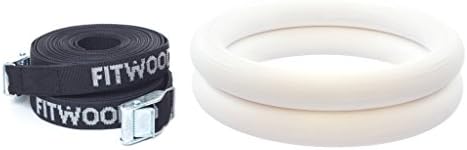 Fitwood of Scandinavia Olympic Wooden Gym Rings - White Wood/Black Strap
