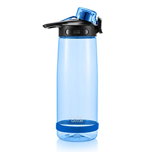 BTTLE Borraccia Sportiva 800 ml per Ciclismo, Corsa, Escursionismo, Bottiglia di plastica a Prova di perdite con Manico e Coperchio Ribaltabile, Blu Scuro