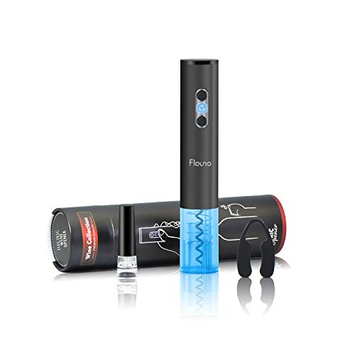 Flauno Sacacorchos Eléctrico Inalámbrico, Automático Abrelatas de Vino, Abridor Botellas con Cortador de Papel, Tapón de Vino Silicona de Vacío, Set de Regalo de Navidad