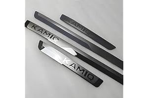 VIPOES 4 Pcs Car Kick Plates For Skoda KAMIQ 2018-Heute, Stainless Steel Car Door Sill Protector Scuff Guard Exterior Protectors Sills