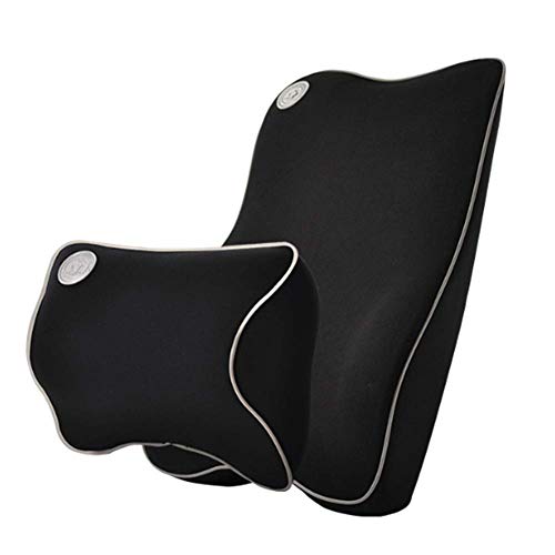 Support lombaire pour voiture et appuie-tête - Kit coussin de siège - Coussin de dos en mousse à mémoire de forme - Design érognomique universel pour siège auto avec soulagement de la douleur du dos