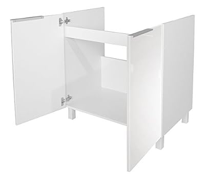 Aucune Berlenus CE8BB Meuble Bas de Cuisine sous-Evier Blanc Haute Brillance 80 x 52 x 83 cm