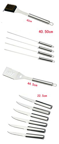 RoseFlower® 24 teilig Hochwertige Edelstahl Grillbesteck Barbeque mit Aluminium-Koffer enthalten – Perfekte Schwerlast Professionelle Grill-Werkzeug BBQ Zubehör Kit - 4