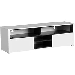 Selsey Meuble TV Bas Blanc/Noir 137 x 33 x 42,5 cm