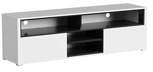 Selsey Meuble TV Bas Blanc/Noir 137 x 33 x 42,5 cm