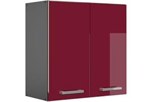 ‎VICCO Vicco Hängeschrank R-Line, hängender Küchenschrank, Bordeaux Hochglanz/Anthrazit, 60 cm