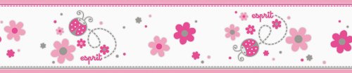 Esprit Kids 219312 Bordüre Lucky Love, Vlies, telemagenta, rosa, reinweiß, staubgrau