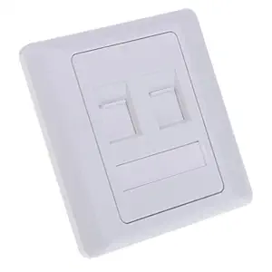 IVELECT RJ45 Network 2 Ports Wall Outlet CAT5e Mounted Plate