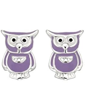Smykkeline Mädchen-Ohrstecker Eule Violett 925 Silber rhodiniert Emaille - 16223413-1