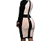 Bling-Bling Womens Nude Black Color Block Long Sleeve Midi Dress Size L