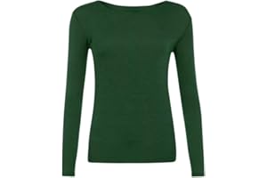PRETTY ATTITUDE New Ladies Long Sleeve Round Neck Plain Basic Women's Stretch T-Shirt