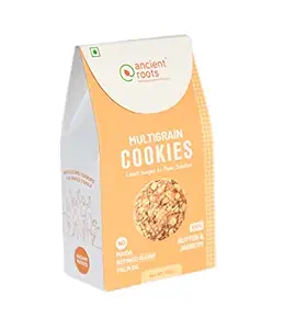 Ancient Roots India Multigrain Cookies - 150g | Biscuits | For Healthy Snacks | Best Paired with Tea & Coffee | No Wheat | No Maida | No Sugar | No Palm Oil | 100% Butter & Jaggery Cookies | Healthy Breakfast Cookies | Vacuum Pack