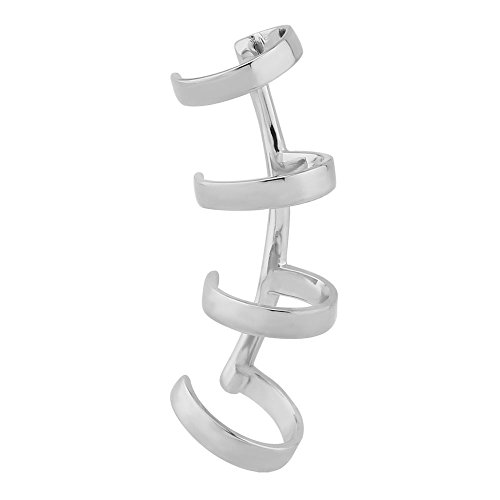 Acier chirurgical courbé 4 anneaux Clip on Ear cuff Wrap. Jante, boucles d'oreilles, oreille, Helix, cartilage, faux piercing bijoux. pas besoin trou. TDI Bijoux carte de Dimensionnement inclus.