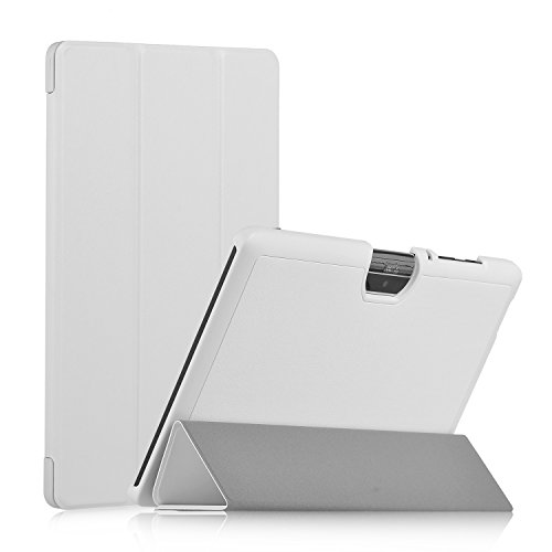 Acer Iconia One 10 B3-A30 Hülle, IVSO Ultra Schlank Superleicht Ständer Slim Leder zubehör Schutzhülle für Acer Iconia One 10 (B3-A30) 25,7 cm (10,1 Zoll HD) Tablet-PC perfekt geeignet (Weiß)