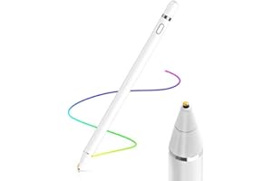 AICase Penna capacitiva, 2 in 1, pennino capacitivo, 1,45 mm, pennino capacitivo universale, compatibile con smartphone, tablet, Apple iPhone/iPad, bianco