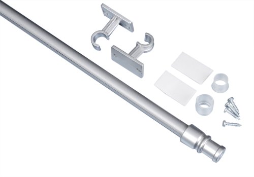 Teleskop- Gardinen- Fenster- Cafehausstange für Bistrogardinen in 50-85 cm oder 75-125 cm Farbwahl weiß, messing oder silber/chrom matt (silber / chrom matt, 75-135 cm ausziehbar)