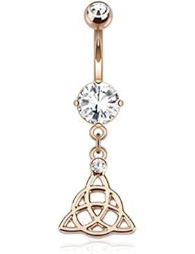 Paula & Fritz® Bauchnabelpiercing aus Edelstahl Chirurgenstahl 316L rosévergol...